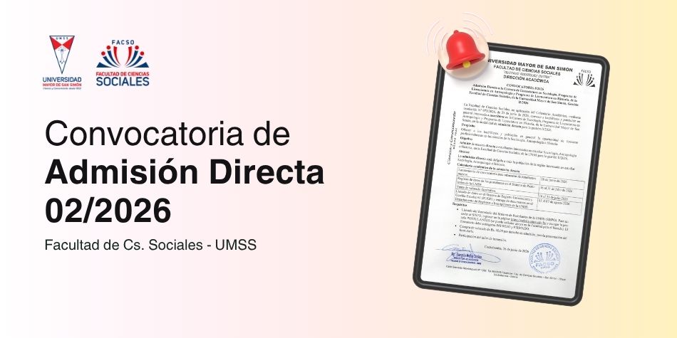 Convocatoria Oficial de Admisión Directa – Gestión II/2026 | FACSO – UMSS